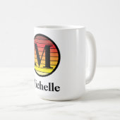 Mug Modèle de monogramme de coucher de soleil rétro (Devant droit)