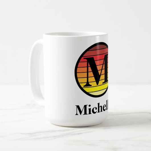 Mug Modèle de monogramme de coucher de soleil rétro (Devant gauche)