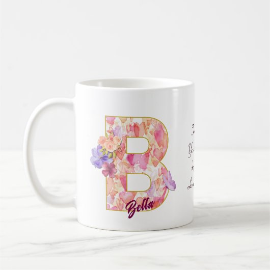 Mug Modèle de motif de cœur personnalisé avec initiale (Gauche)