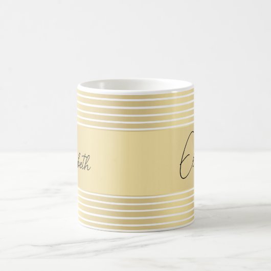 Mug Modèle de nom de script personnalisé à bande dorée (Centre)