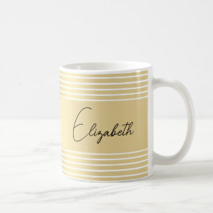 Mug Modèle de nom de script personnalisé à bande dorée