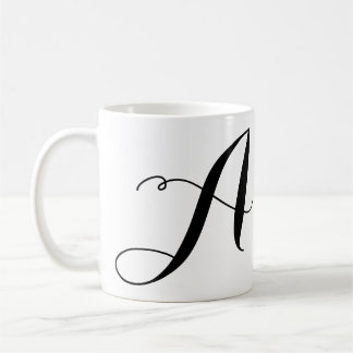 Mug Modèle de nom initial de script grand format perso