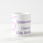 Mug Modèle de paillettes roses pour les 15 ans de Quin (Centre)