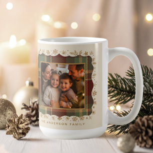 Mug Modèle de photo à carreaux de Noël classique ID114