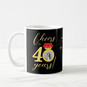 Mug Modèle de photo de double mariage pour le 40e anni