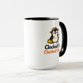 Mug Modèle de pingouin drôle pointé et parti (Devant droit)