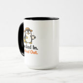 Mug Modèle de pingouin drôle pointé et parti (Devant gauche)
