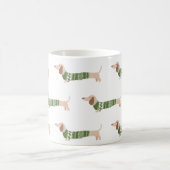 Mug Modèle de pull de Noël moche vert pour teckel (Centre)