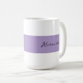 Mug Modèle de rayure violette avec nom (Devant droit)