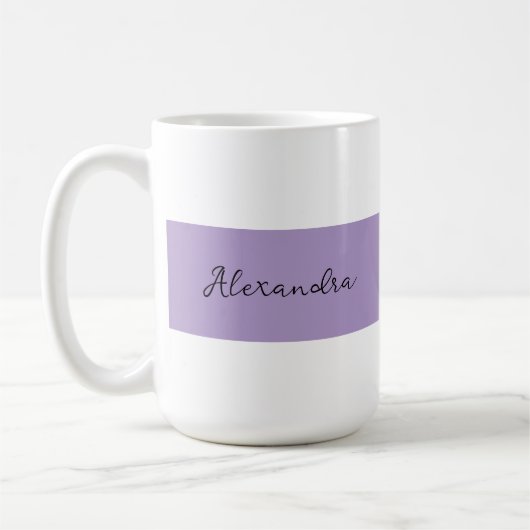 Mug Modèle de rayure violette avec nom (Gauche)