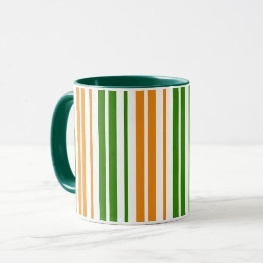 Mug Modèle de rayures verticales orange vert blanc (Devant gauche)