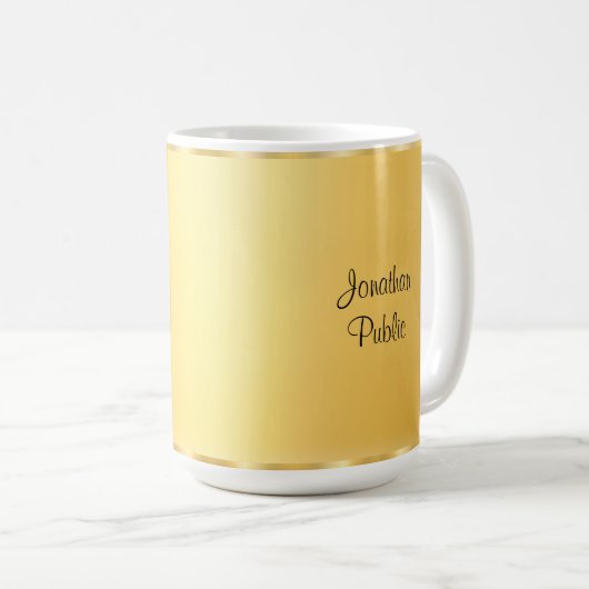 Mug Modèle de script manuscrit moderne Faux Gold (Devant droit)