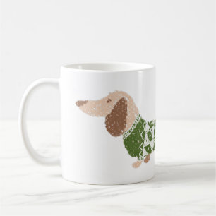 Mug Modèle de Sweat de Noël Vert Moche avec Dachshund