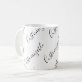 Mug Modèle de texte de script moderne éditable | Noir (Devant gauche)