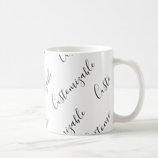 Mug Modèle de texte de script moderne éditable | Noir (Droite)