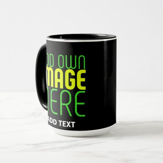 MUG MODÈLE DE TEXTE D'IMAGE NOIRE SIMPLE ET MODERNE (Devant gauche)