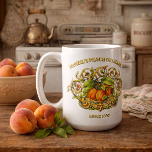Mug Modèle d'étiquette de verger de pêches de l'ère vi