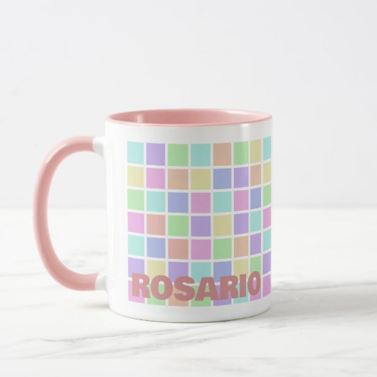 Mug Modèle du nom des blocs pastel (Gauche)