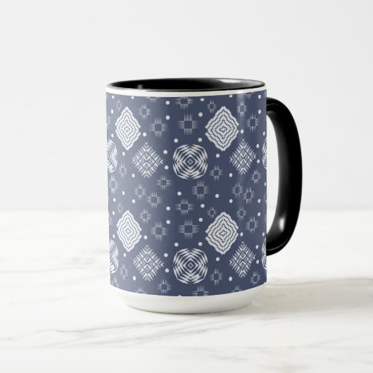 Mug modèle ethnique de bleu de style de boho (Devant droit)