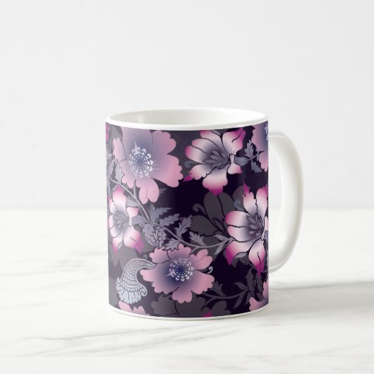 Mug Modèle floral Arrière - plan noir Plante botanique (Devant droit)