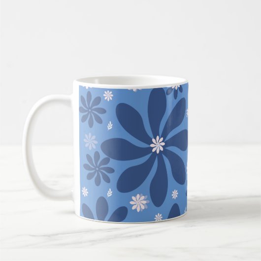 Mug Modèle Floral Bleu - Accès Élégant (Gauche)
