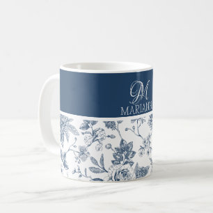 Mug Modèle Floral bleu et nom Personnalisé