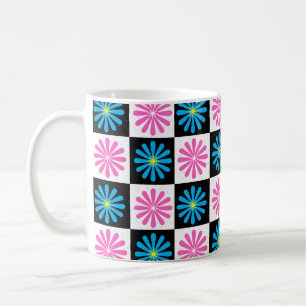 Mug Modèle floral bleu rose géométrique