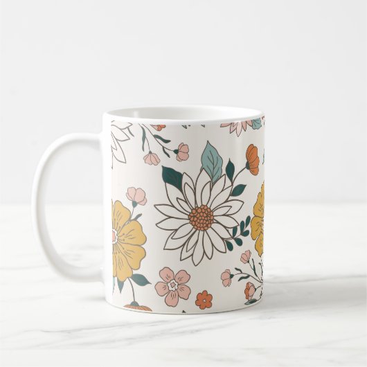 Mug Modèle Floral Coloré Cute Retro (Gauche)