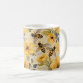 Mug Modèle floral de fleur d'abeille de miel (Devant droit)
