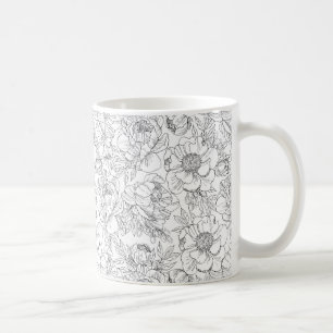 Mug Modèle floral de pivoine vintage