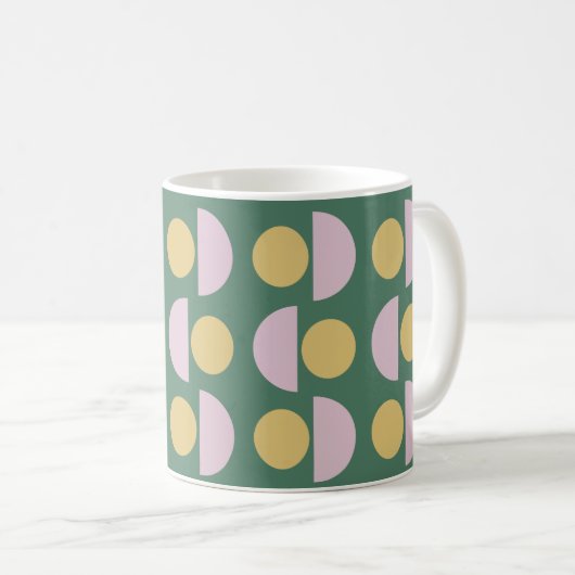 Mug Modèle floral géométrique scandinave en vert (Devant droit)