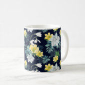 Mug Modèle floral jaune et gris (Devant droit)