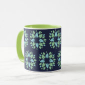 Mug Modèle Floral moderne bleu foncé (Devant gauche)