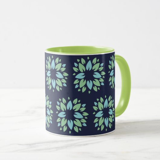 Mug Modèle Floral moderne bleu foncé (Devant droit)