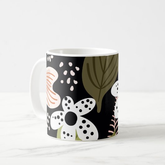 Mug Modèle floral moderne de Joli feuillage (Devant gauche)