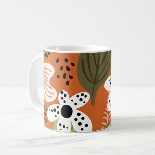 Mug Modèle floral moderne de Joli feuillage (Devant gauche)
