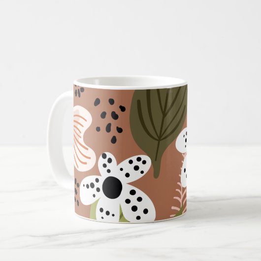 Mug Modèle floral moderne de Joli feuillage (Devant gauche)
