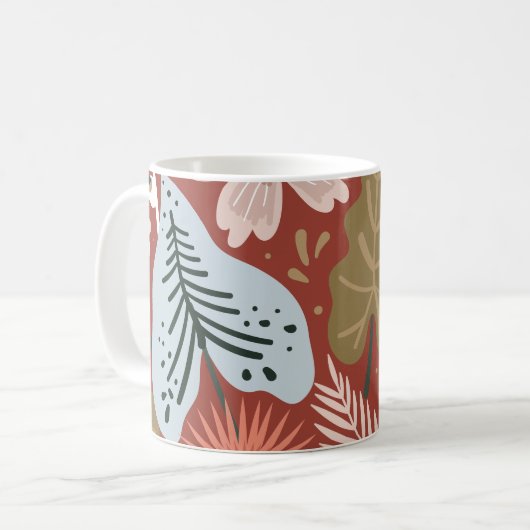Mug Modèle floral moderne de Joli feuillage (Devant gauche)