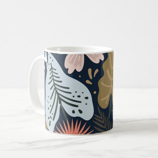 Mug Modèle floral moderne de Joli feuillage (Devant gauche)