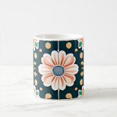 Mug Modèle Floral orange sur un Arrière - plan noir (Centre)