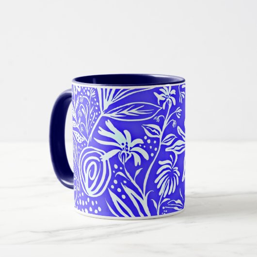 Mug Modèle Floral Préféré, Bleu Périvent, (Devant gauche)