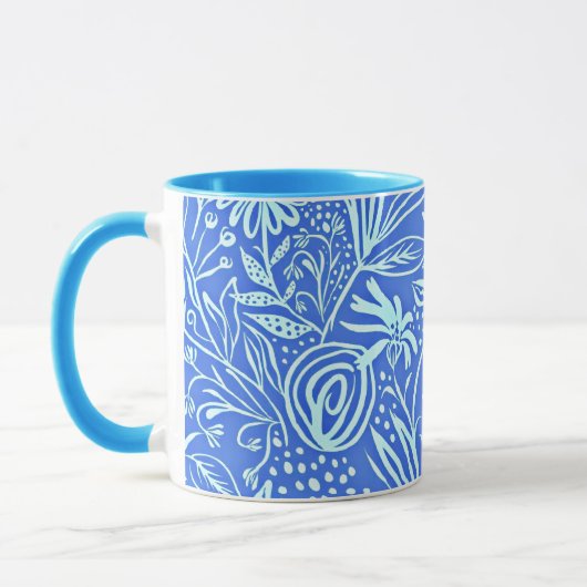 Mug Modèle floral préféré en bleu (Gauche)