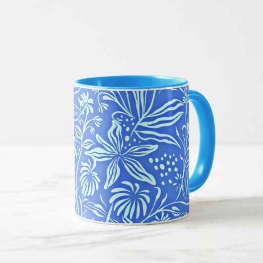 Mug Modèle floral préféré en bleu (Devant droit)