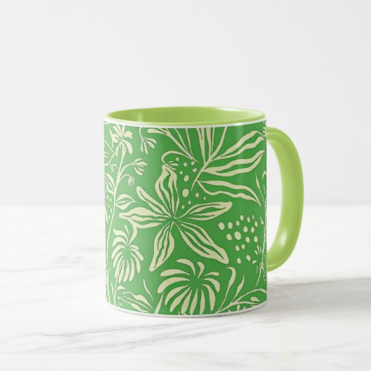 Mug Modèle floral préféré en vert (Devant droit)
