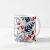 Mug Modèle floral rétro aux fleurs roses et bordeaux (Devant droit)