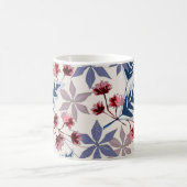 Mug Modèle floral rétro aux fleurs roses et bordeaux (Centre)