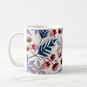 Mug Modèle floral rétro aux fleurs roses et bordeaux (Gauche)