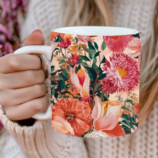 Mug Modèle Floral rose orange