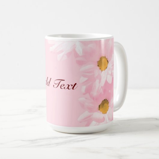 Mug Modèle floral rose Pastel, personnaliser, (Devant droit)