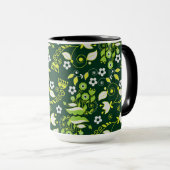 Mug Modèle floral scandinave moderne vert foncé (Devant droit)